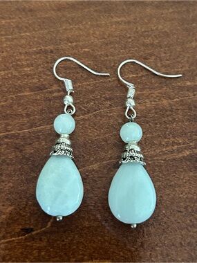 Silver-tone & Aventurine Earrings